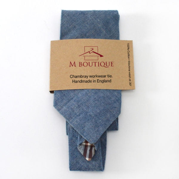 Chambray workwear tie homemade in England